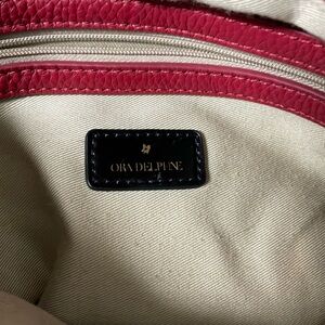 Ora Delphine Red Leather bucket style purse